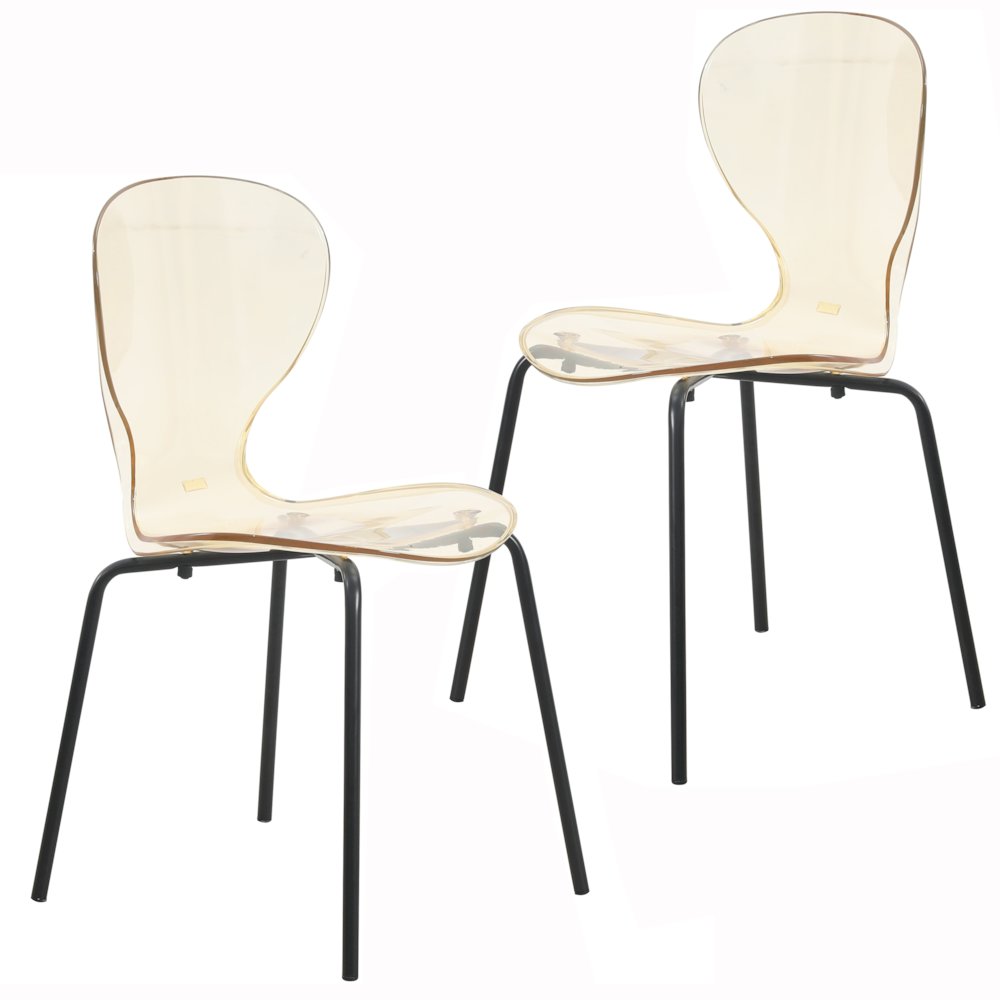 Modern Oyster Transparent Side Chair in Black Base. Picture 2