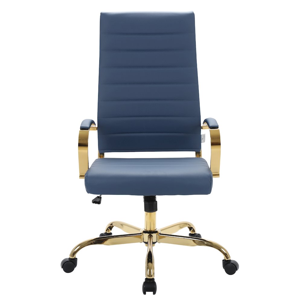 Benmar High-Back Leather Office Chair With Gold Frame. Picture 11