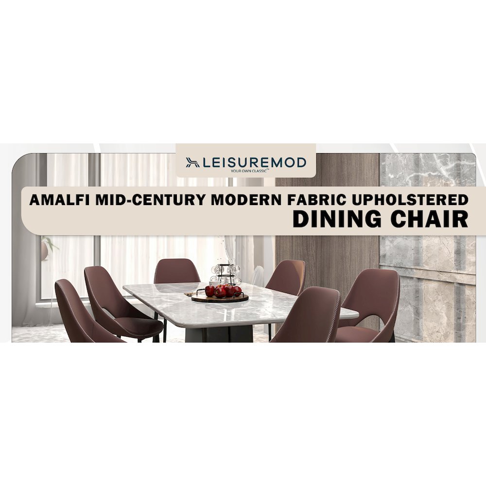 Amalfi Collection Fabric Modern Dining Chair in Plum Purple. Picture 6