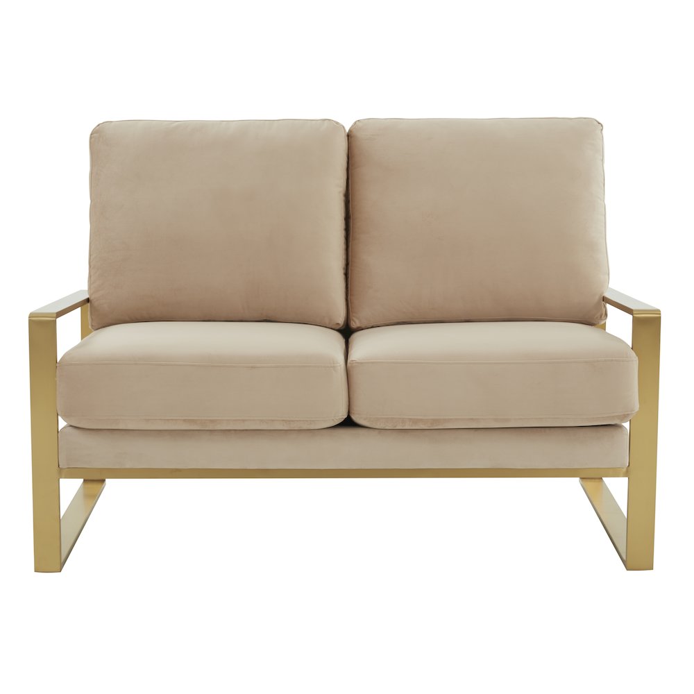 Jefferson Contemporary Modern Velvet Loveseat With Gold Frame. Picture 3