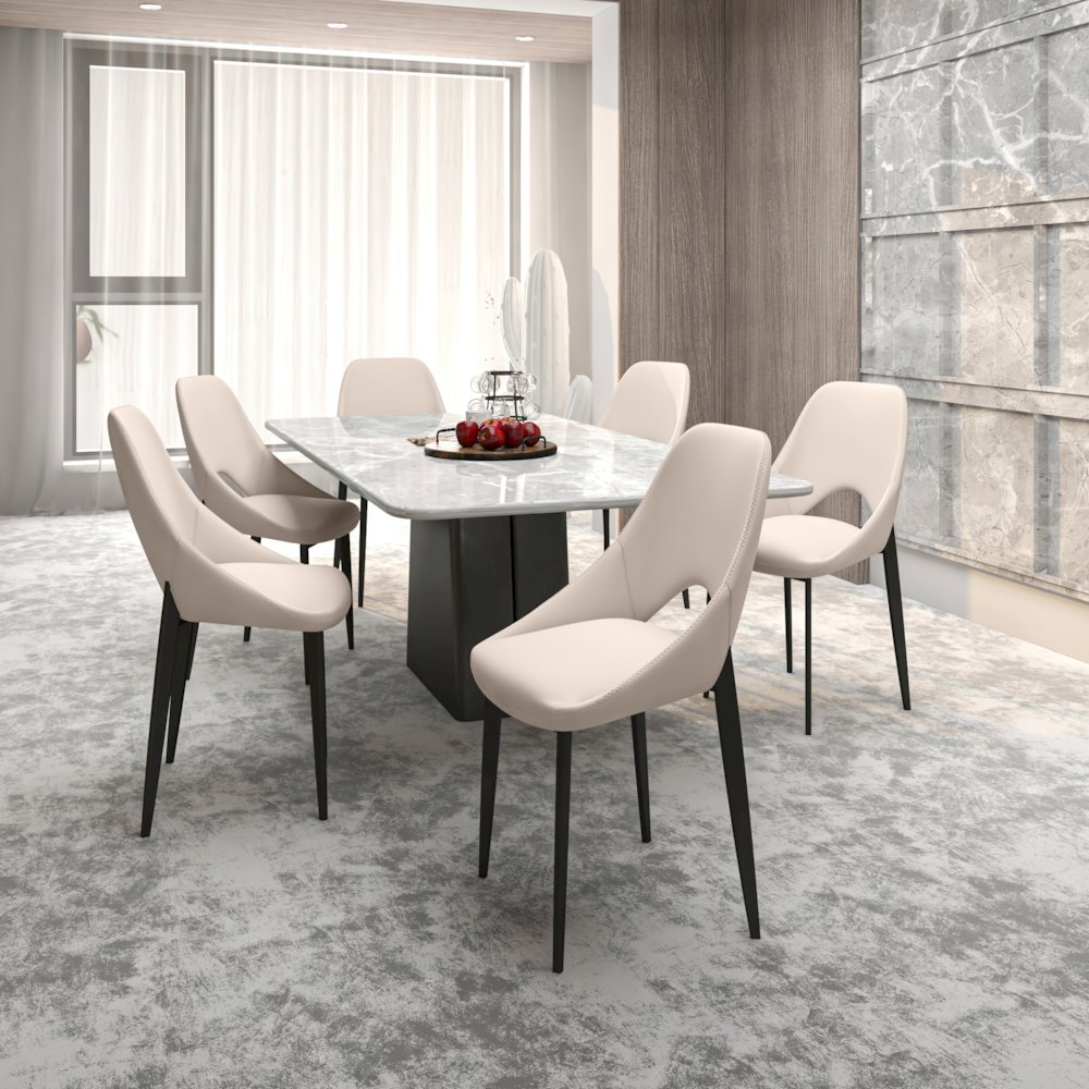 Amalfi Collection Modern Fabric Dining Chair in Coconut White. Picture 23