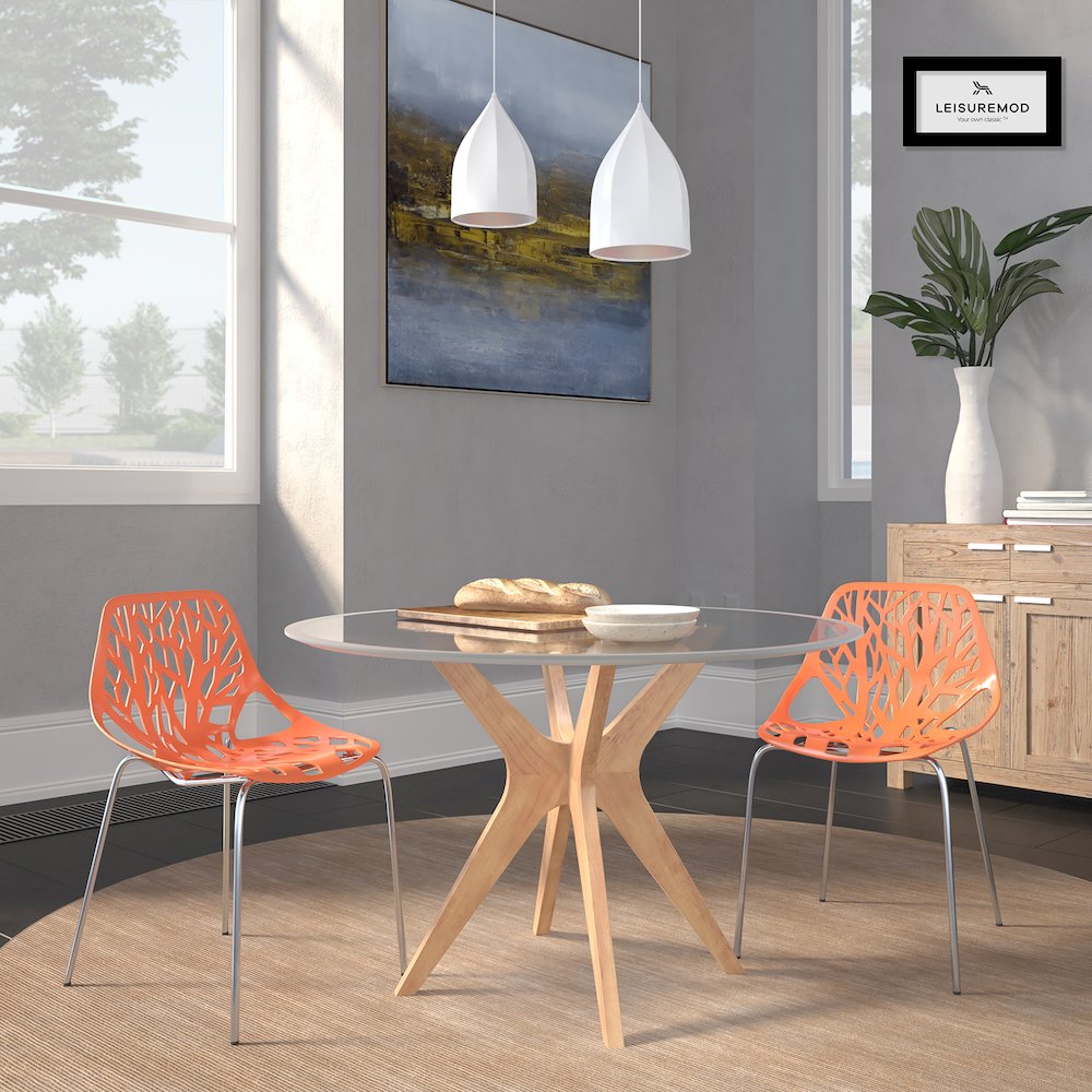 Modern Asbury Dining Chair w/ Chromed Legs, Set of 2. Picture 10