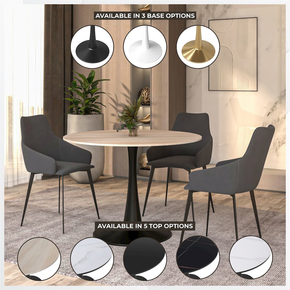 Bristol 40" round dining table Black base with marbled MDF top. Picture 23