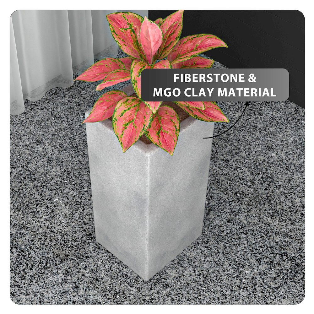 Terra Series Poly Stone Plant...n Aged Concrete 10.2" x 10.2" 23.6" High. Picture 15