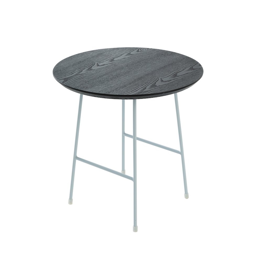 Rossmore Mid Century Modern Round Side Table With White Steel Frame. Picture 14