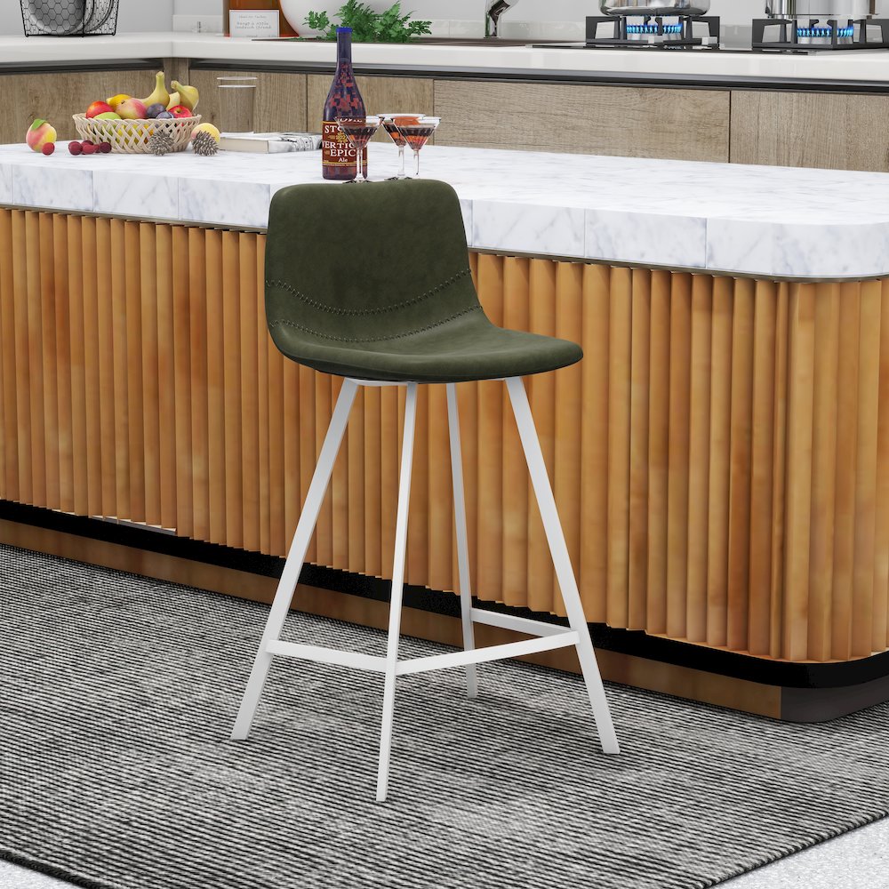 Elland - Counter stool - Olive Green- White Base. Picture 10