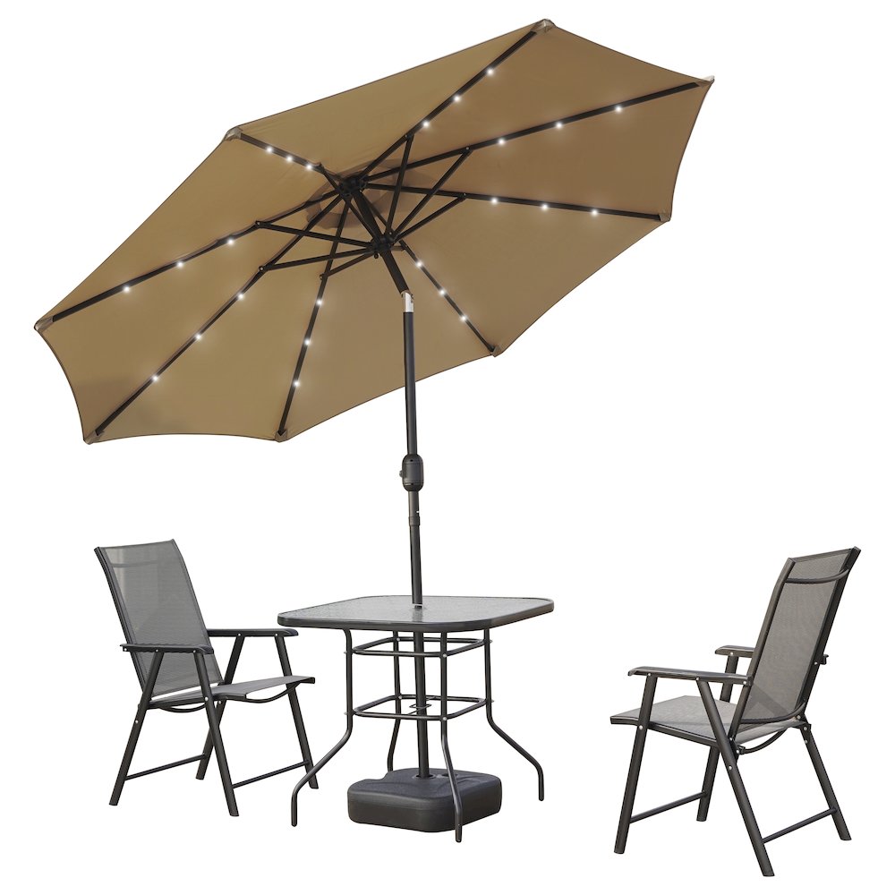 Sierra Outdoor Patio Umbrella with Base in Beige. Picture 5