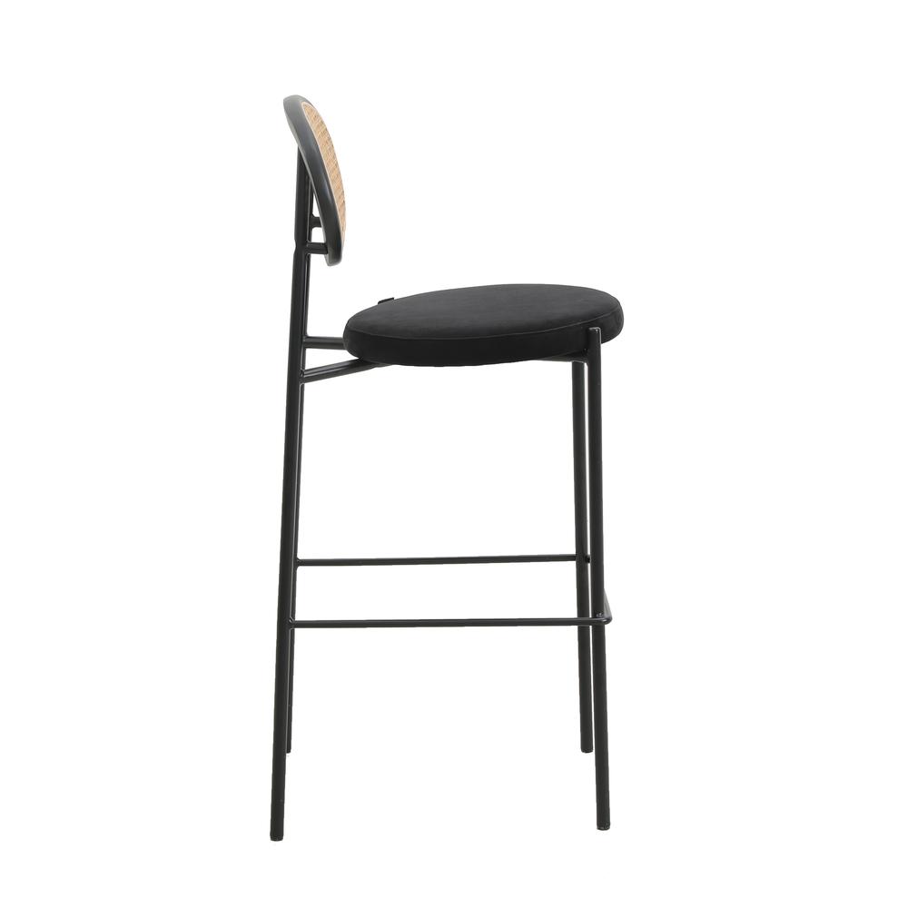 Euston Modern Wicker Bar Stool With Black Steel Frame, Set of 2. Picture 3