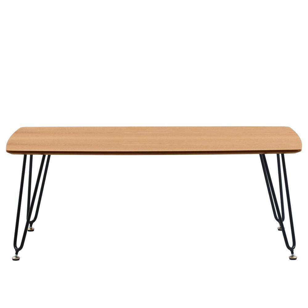 Elmwood Modern Wood Top Coffee Table With Iron Base. Picture 2