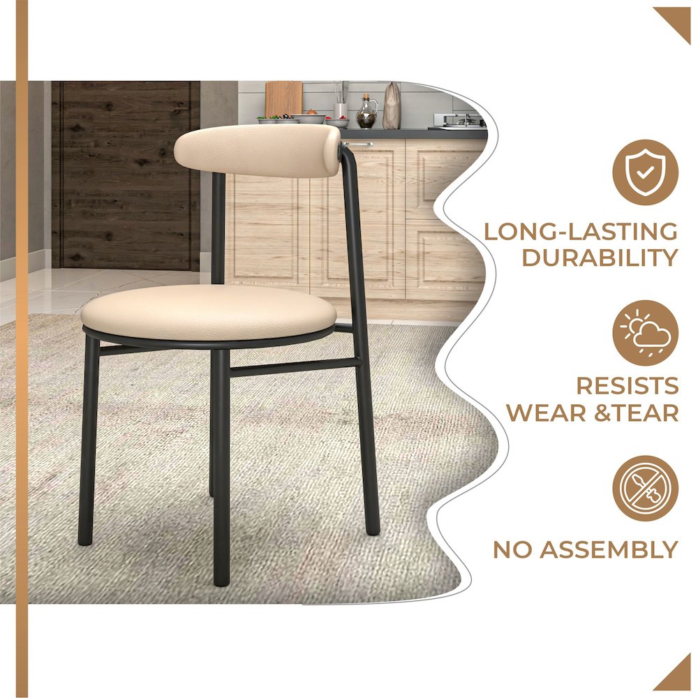 Lume Collection Modern Dining Chair in Dark Taupe Set of 2. Picture 4