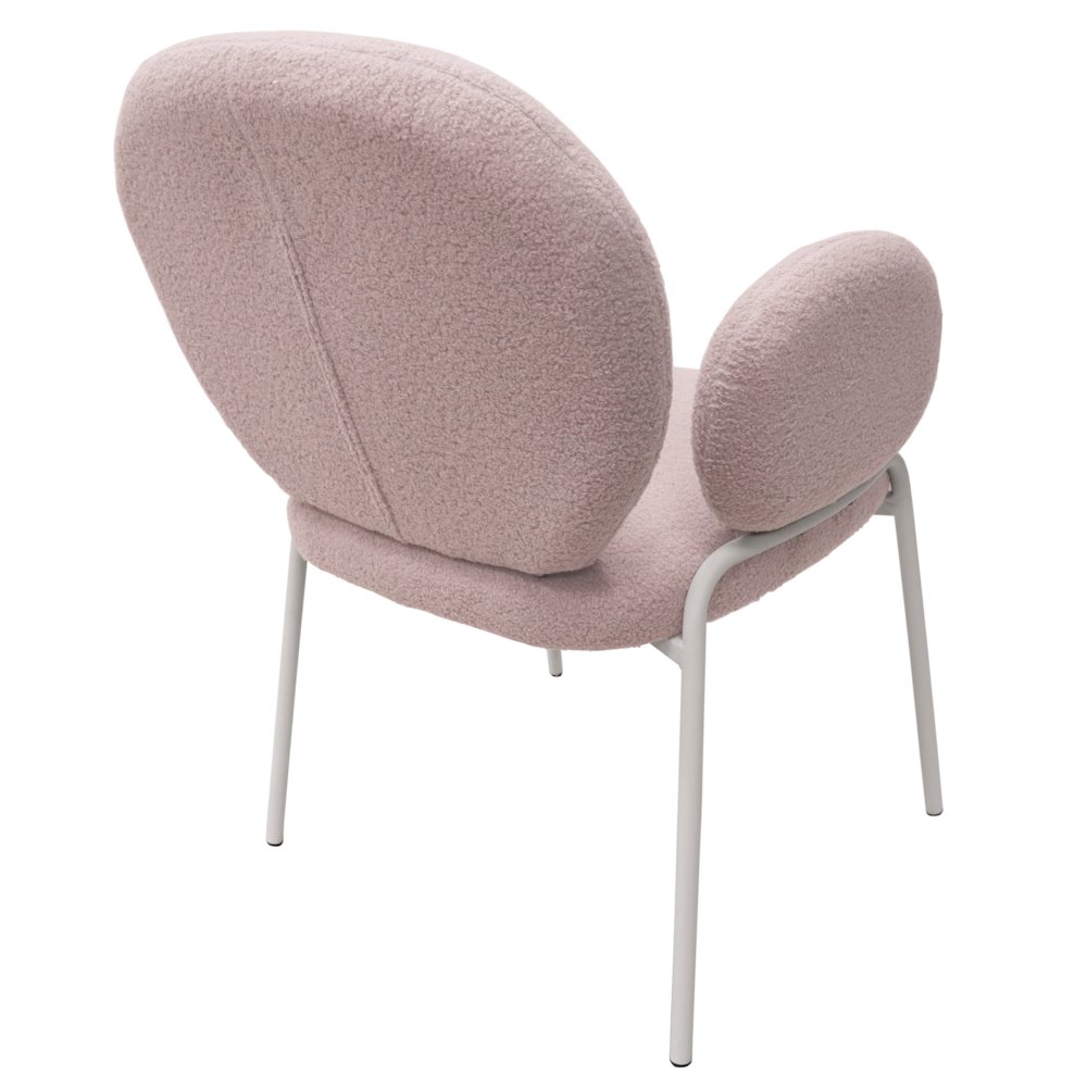 Celestial Series Boucle Dining Arm Chair, White Frame with Grey Fabric. Picture 8