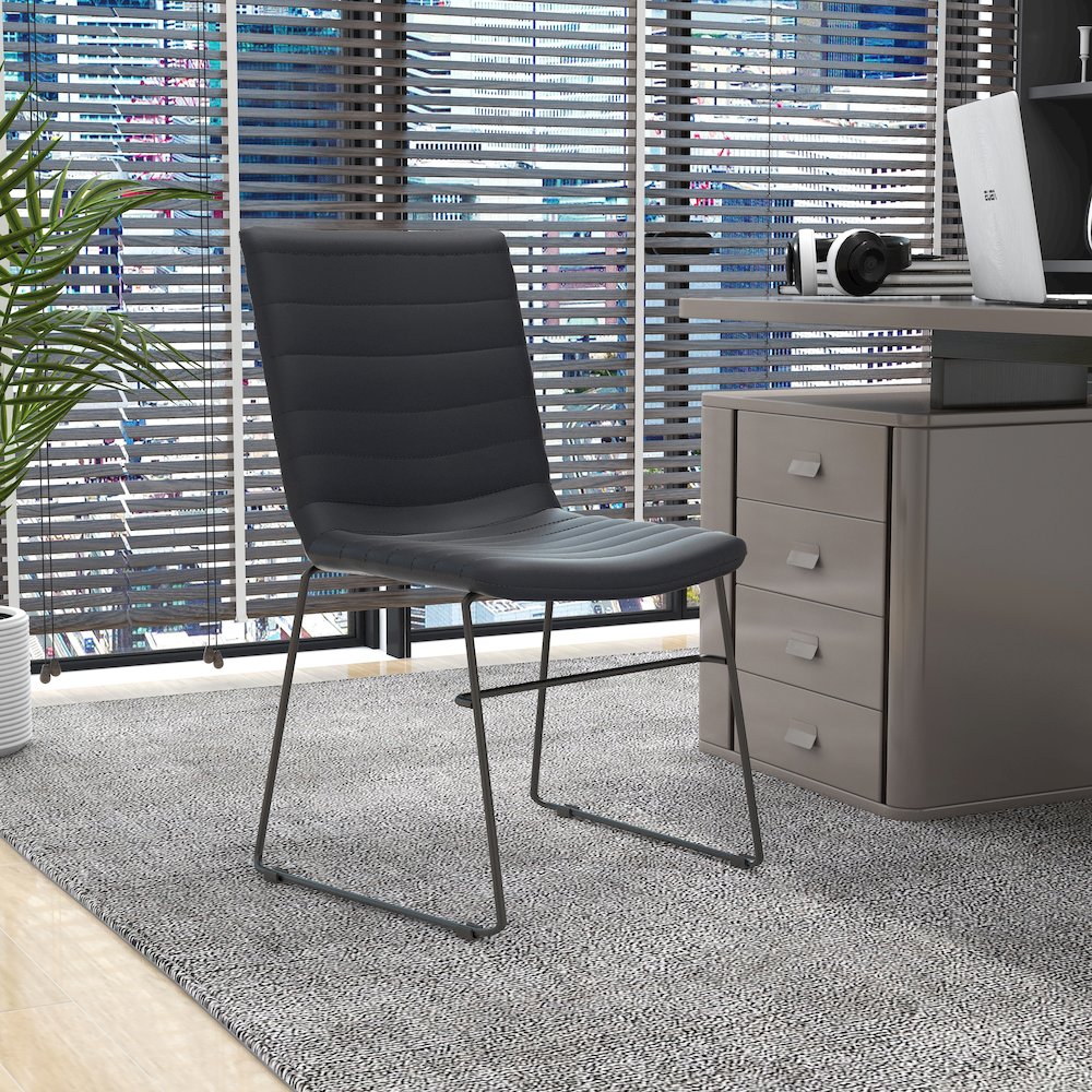 Zylar Series Office Guest Chair in Black Leather. Picture 14