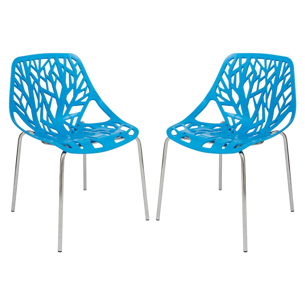 Modern Asbury Dining Chair w/ Chromed Legs, Set of 2. Picture 1