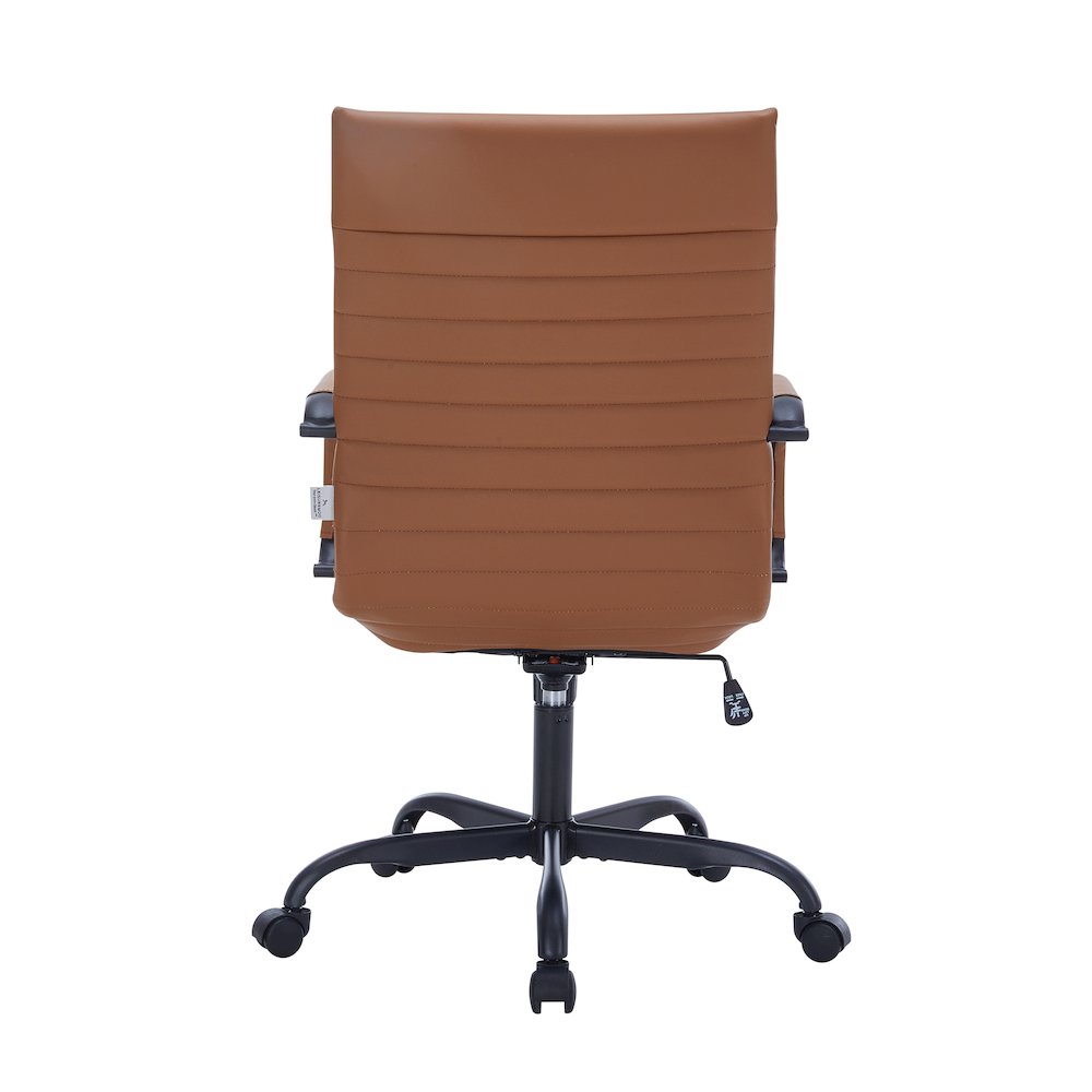 Harris Leather Home High-Back Office Chair in Light Brown With Black Frame. Picture 8