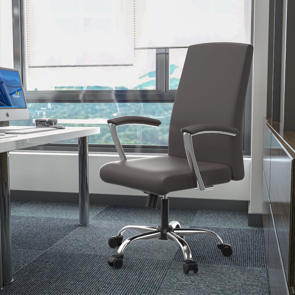 Evander Series Office Chair in Grey Leather. Picture 9