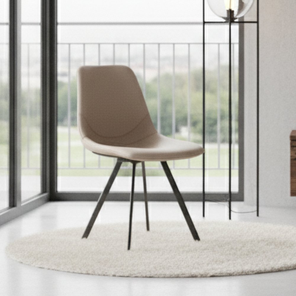 Markly Modern Leather Dining Chair With Metal Legs in Taupe. Picture 10