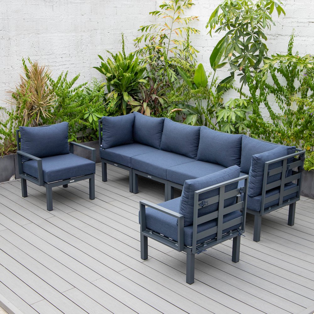 Chelsea 6-Piece Patio Sectional Black Aluminum With Cushions. Picture 31