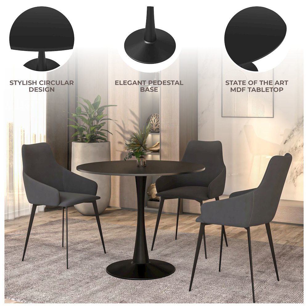 Bristol, 40" Round dining table in Black Base with Black top. Picture 12