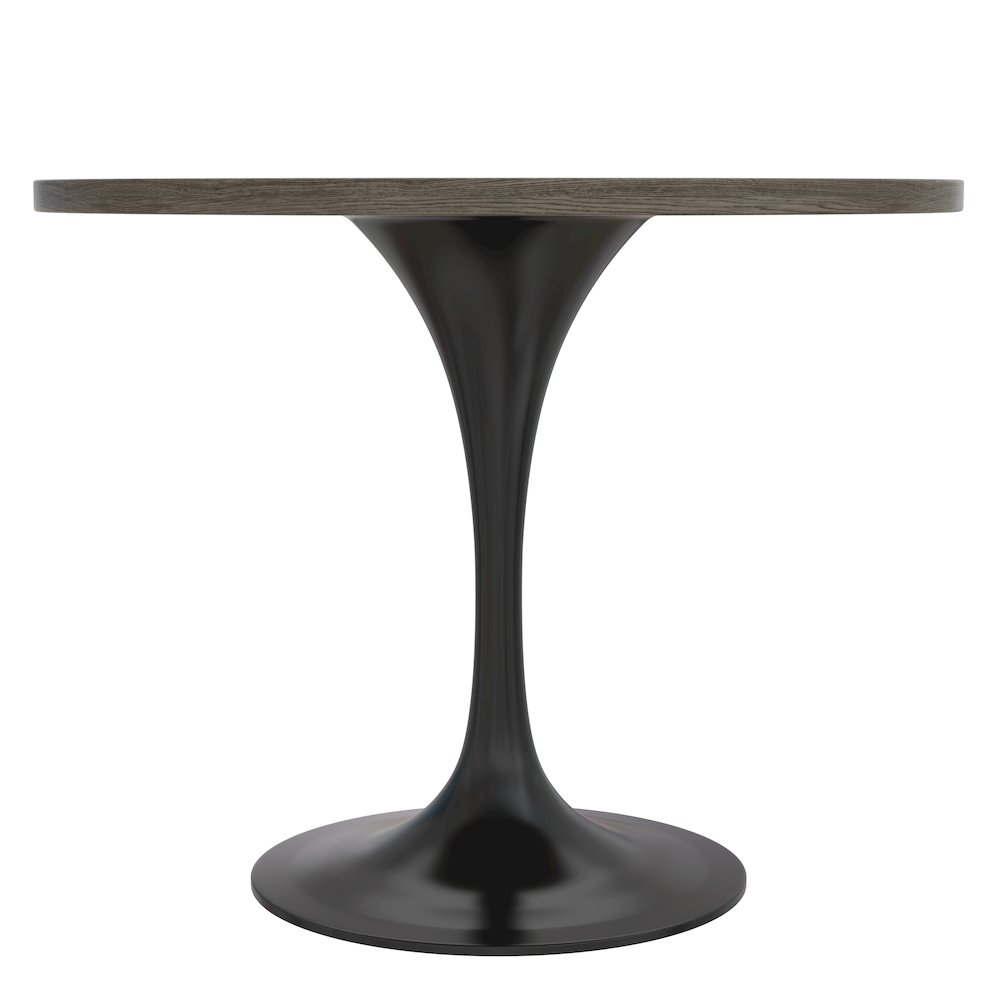 Verve Collection 36 Round Dining Table, Black Base with Dark Maple MDF Top. Picture 6