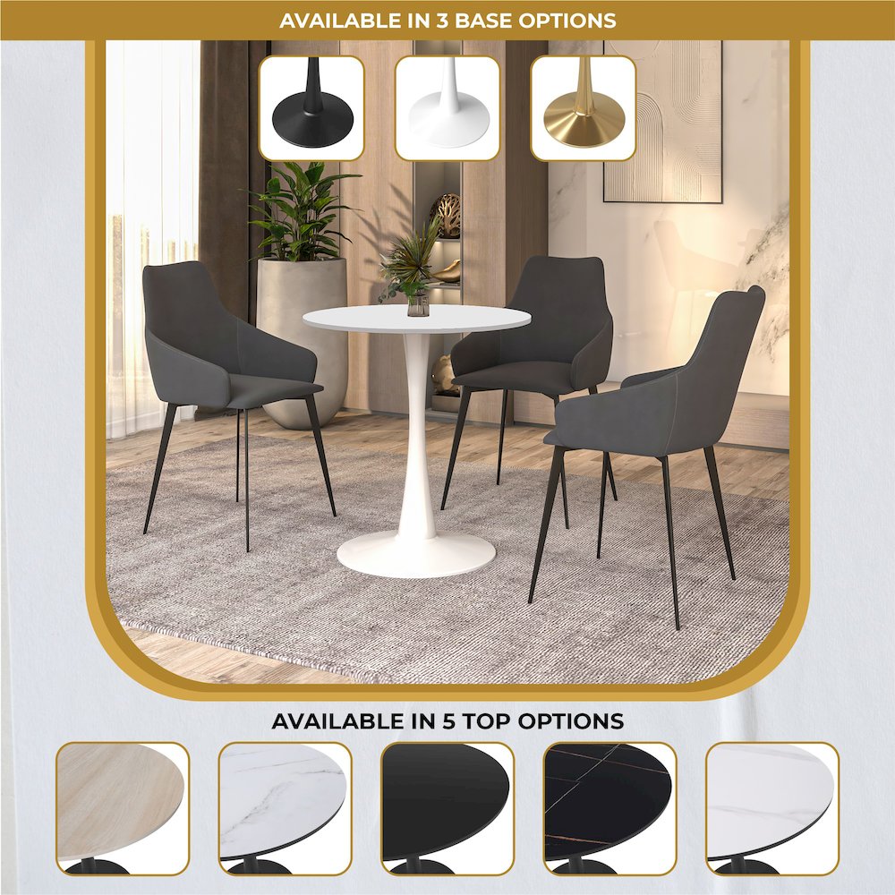Leisyremod Bristol 27" Round Dining Table White base with White top. Picture 23