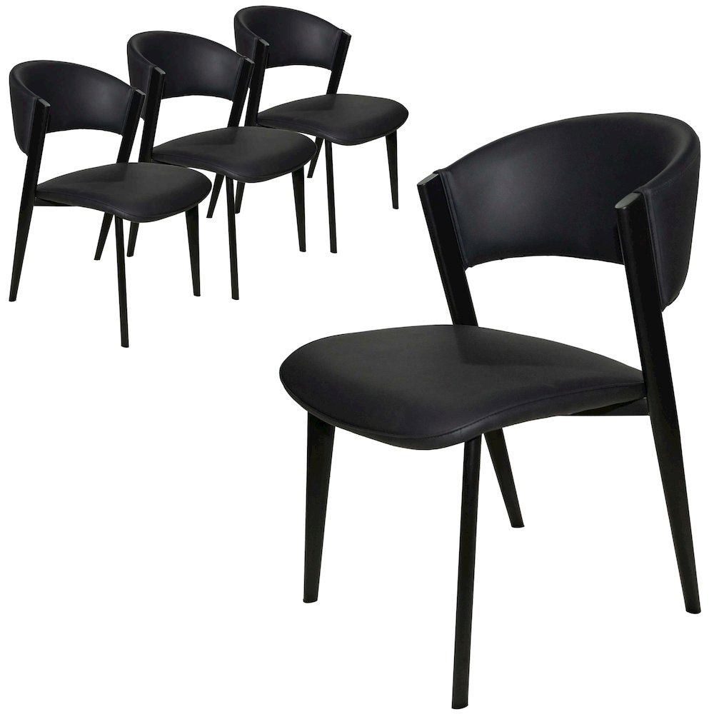 Aspen Collection Modern Dining Chair Black Frame in Black Set of 4. Picture 2