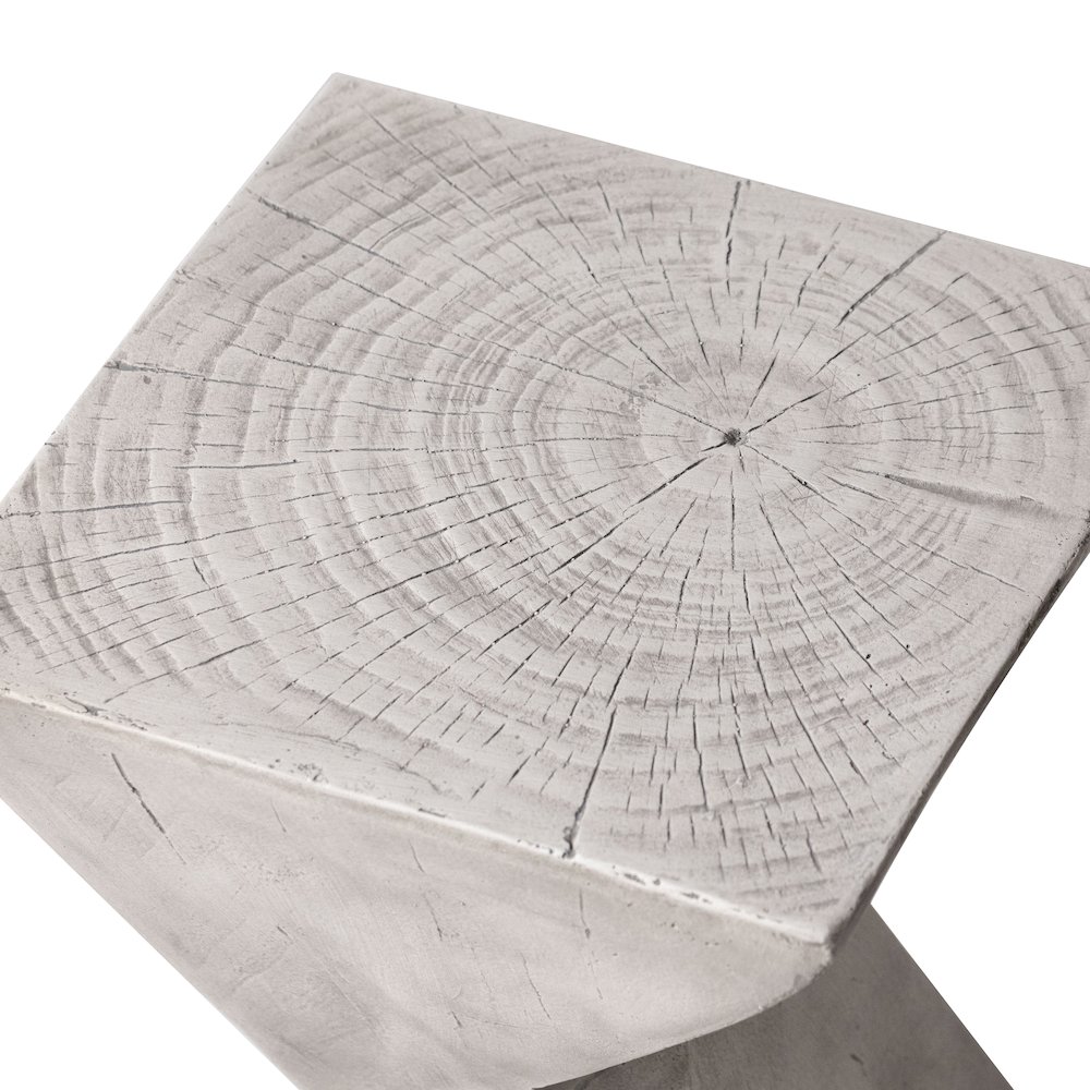 Glint Collection Fiberglass Outdoor Side Table in Marble White. Picture 20