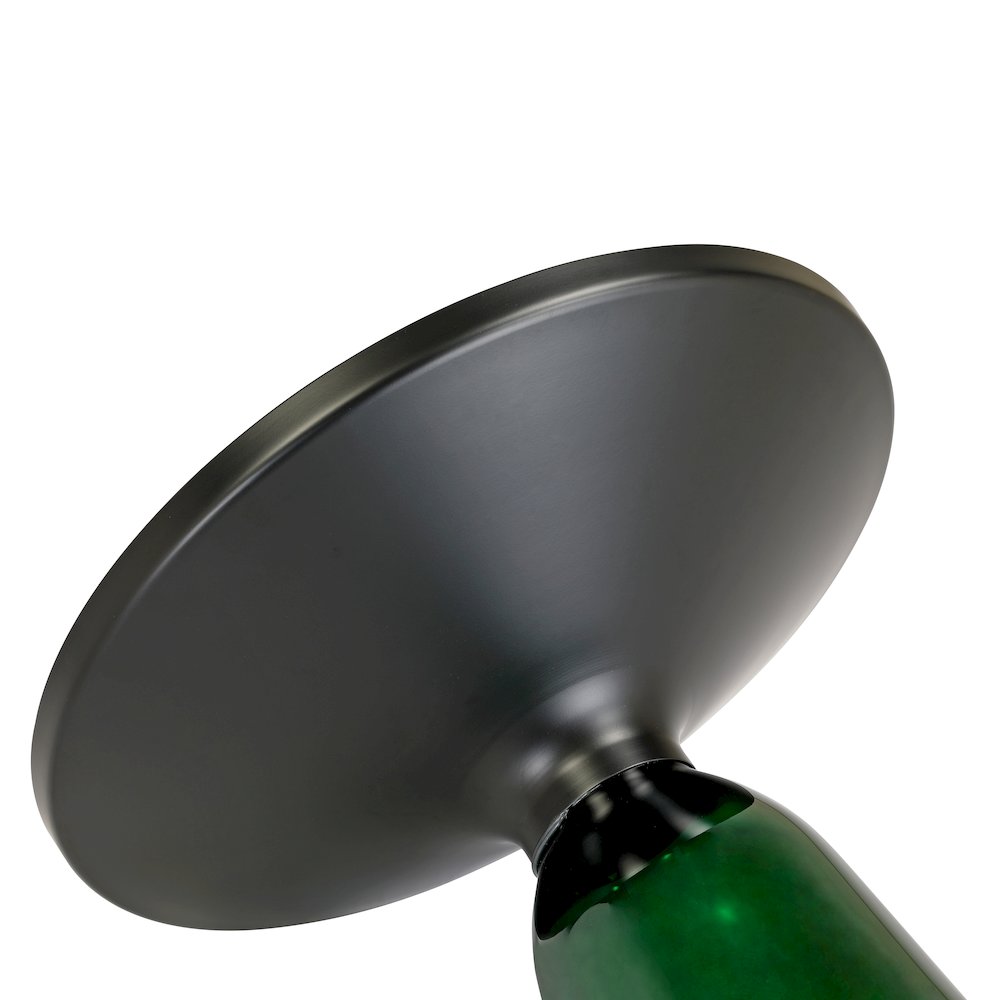 Tully Collection Glass side Table Green glass, Black Rim with Black Glass top. Picture 17