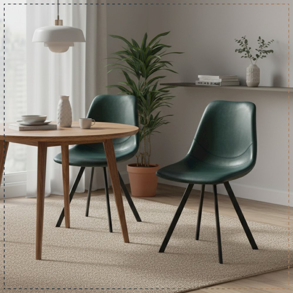 Markley Modern Leather Dining Chair With Metal Legs. Picture 10