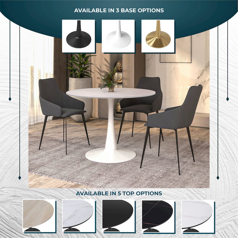 Bristol, 40" Round dining table in White. Picture 13