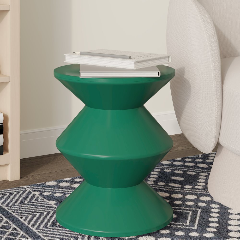 Aura Modern Plastic Side End Table, Indoor/Outdoor Use, Green. Picture 5