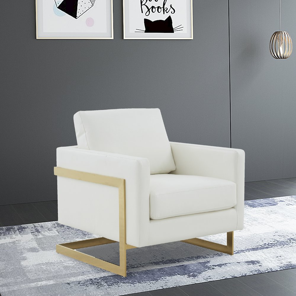 Lincoln Leather Accent Armchair With Gold Frame. Picture 4