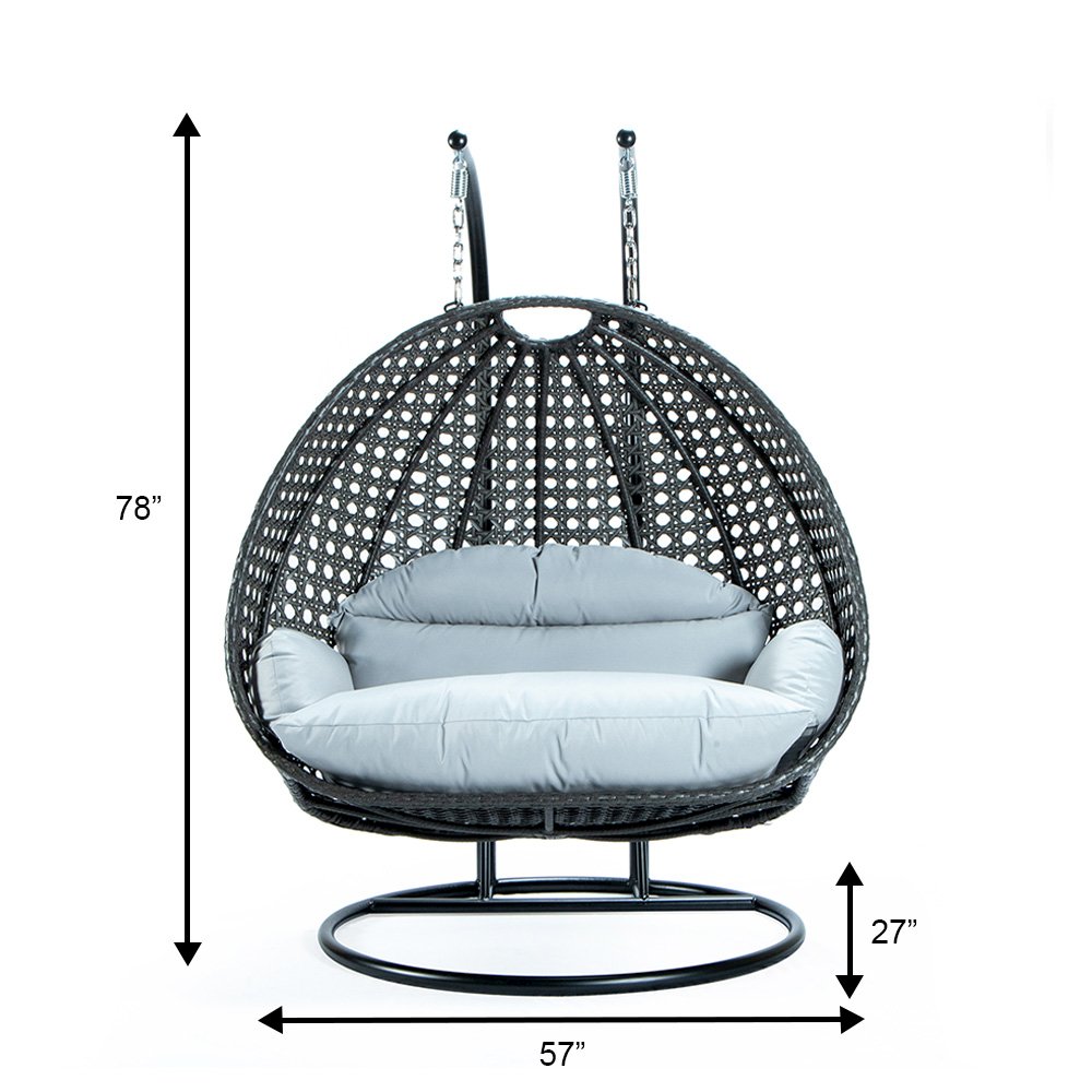 Charcoal Wicker Hanging 2 person Egg Swing Chair. Picture 12