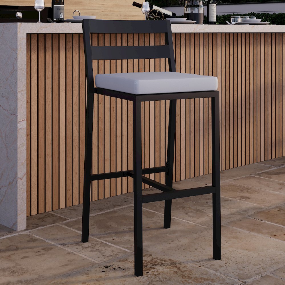 Chelsea Collection Modern Aluminum Outdoor Bar Chair Set of 2. Picture 7