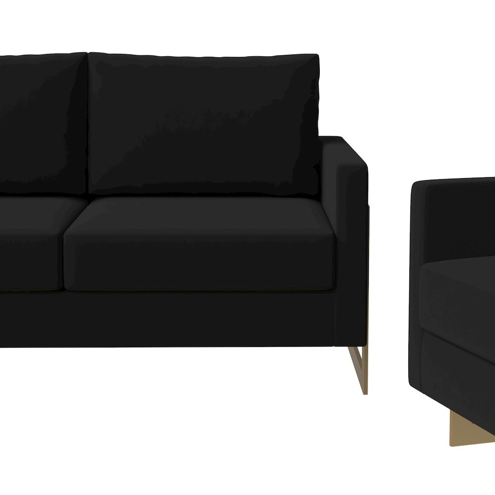 Lincoln 3-Piece Velvet Living Room Sofa Set With Gold Frame. Picture 7