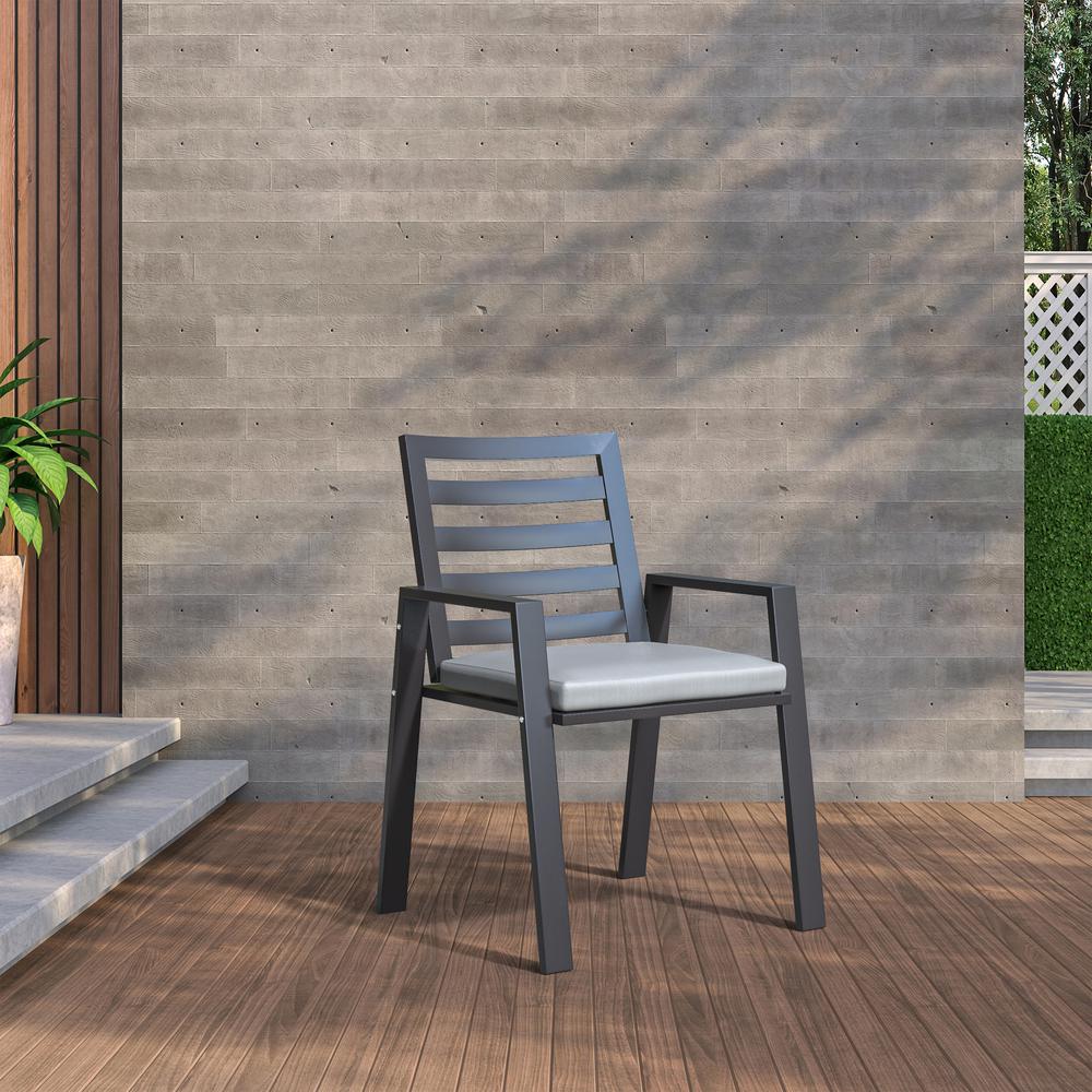 Chelsea Modern Patio Dining Armchair in Aluminum with Removable Cushions. Picture 12