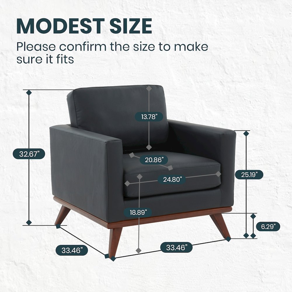 Chester Modern Leather Accent Arm Chair With Birch Wood Base. Picture 5