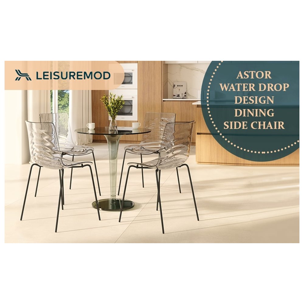 Astor Modern Dinin Chair, Single Chair, Black Base with Clear Seat Set of 2. Picture 4