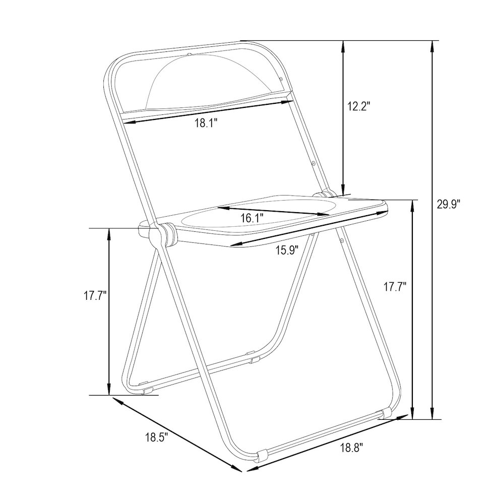 Lawrence Acrylic Folding Chair With Metal Frame. Picture 21