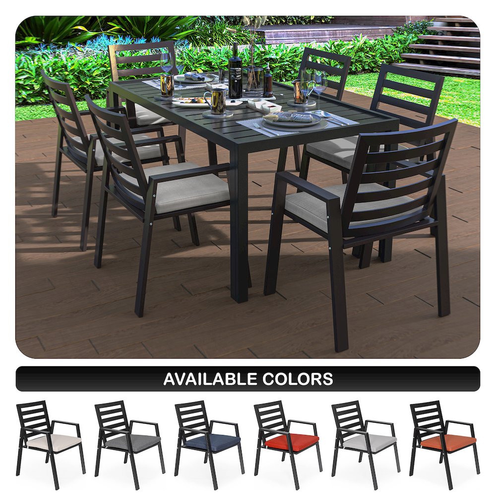 Chelsea Modern Patio Dining Armchair in Aluminum with Removable Cushions. Picture 17