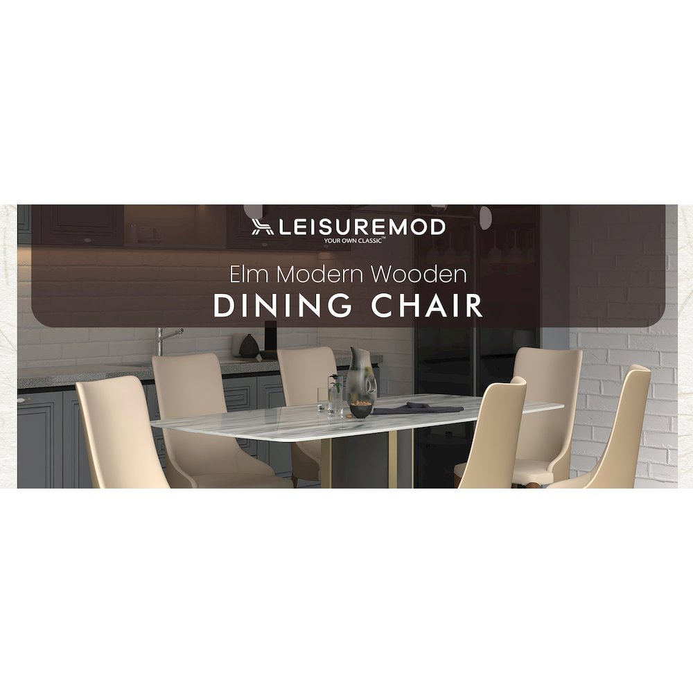 Elm Collection Modern Wooden Dining Chair In Toupe. Picture 9