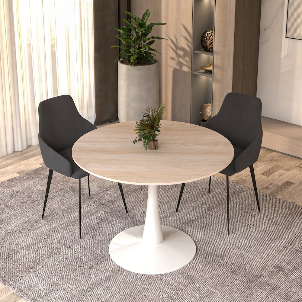 Bristol 40" round dining table White base with marbled MDF top. Picture 7