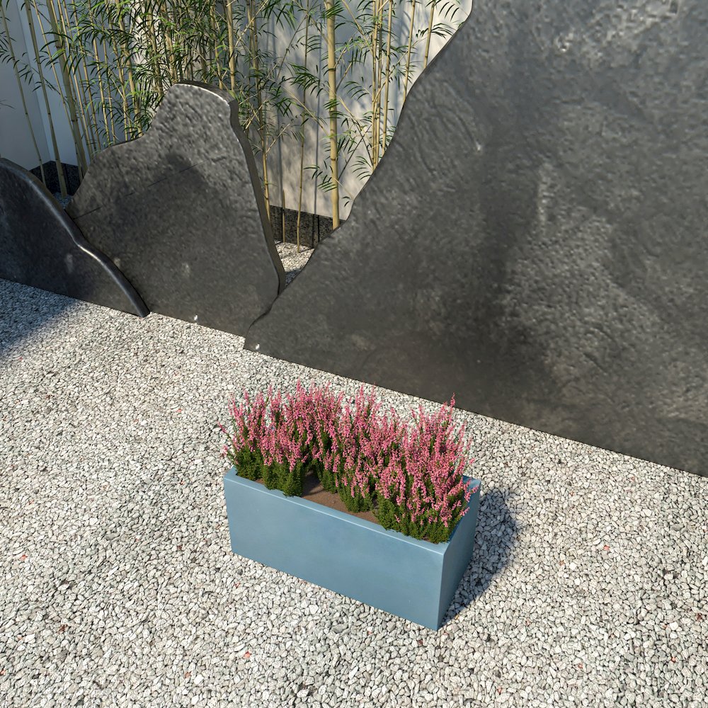 Bloom Series Poly Stone Planter 9" , 19.7" Long In Aged Concrete. Picture 9