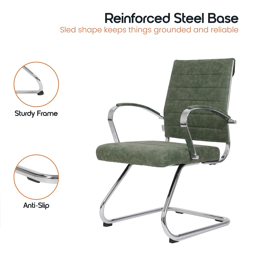 Benmar Home Leather Guest Office Chair in Green. Picture 16