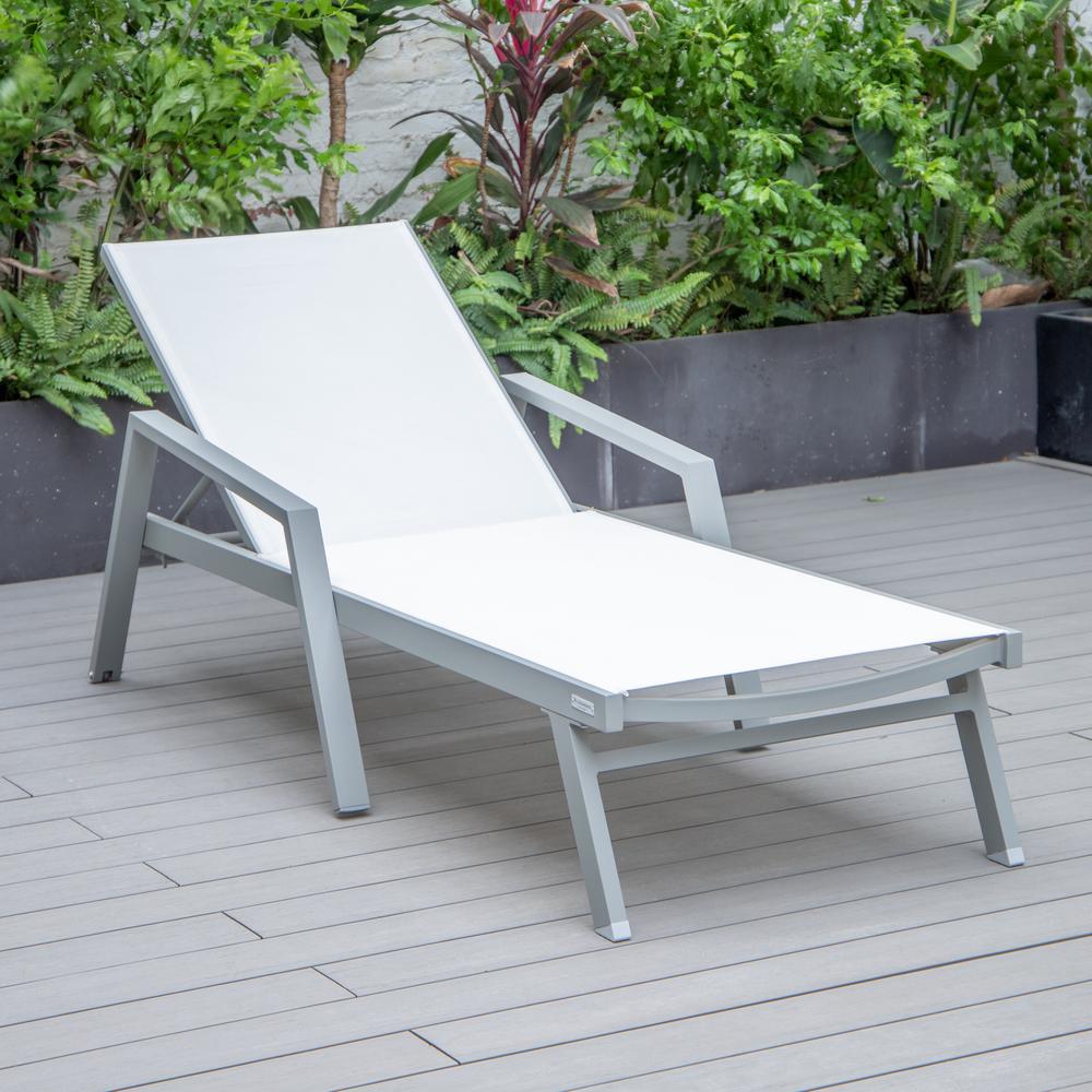 Grey Aluminum Outdoor Patio Chaise Lounge Chair With Arms. Picture 20
