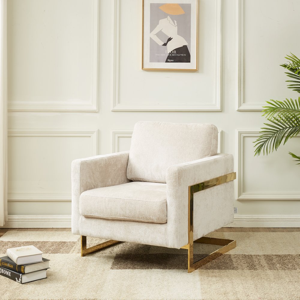 Lincoln Boucle Fabric Accent Armchair in Grey. Picture 14