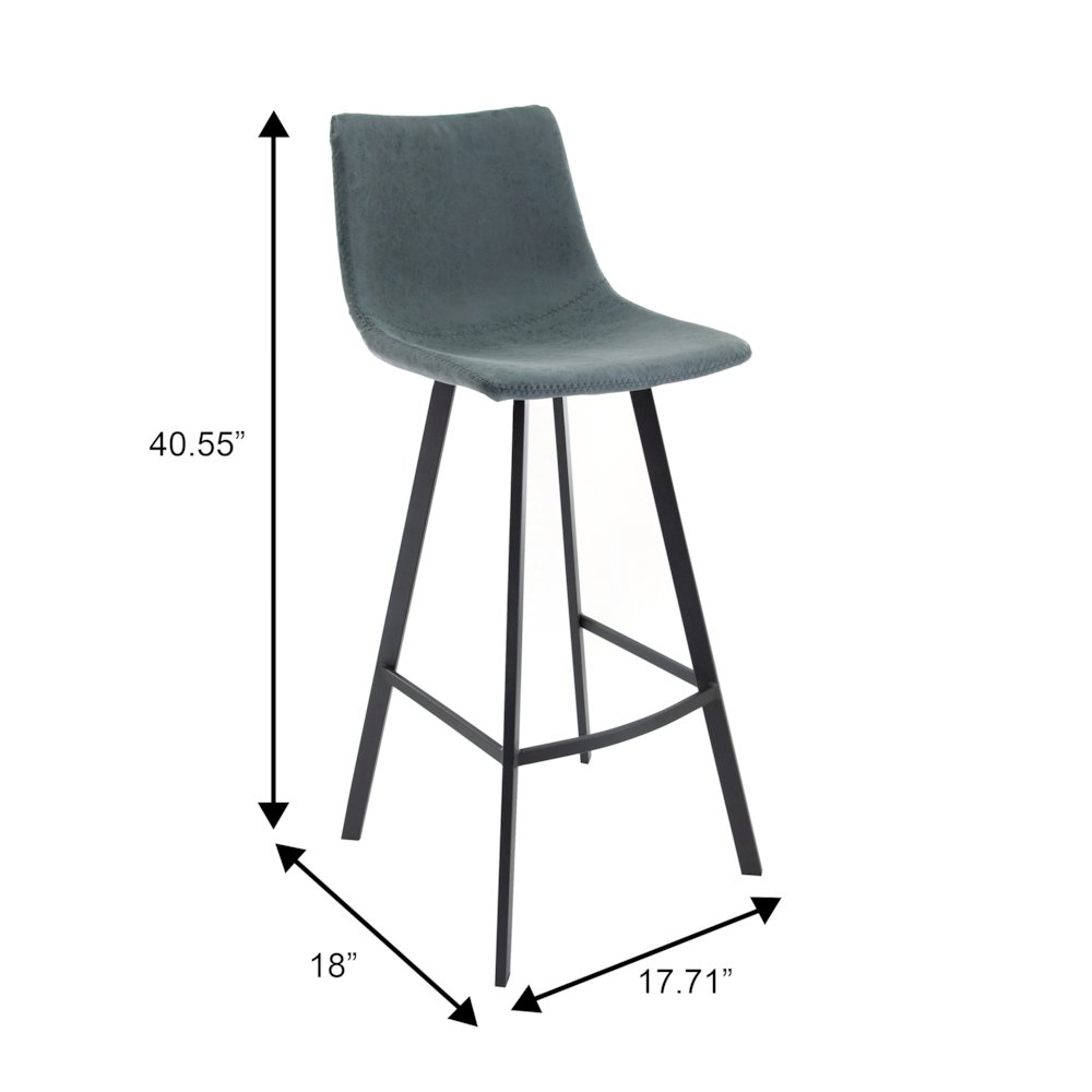 Elland Modern Upholstered Leather Bar Stool With Iron Legs & Footrest. Picture 9