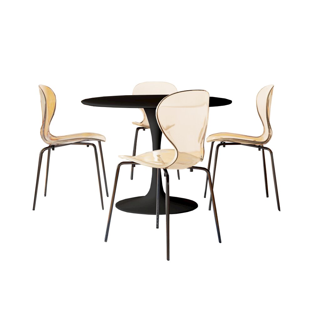 5-Piece Dining Set Round Black MDF Dining Table. Picture 1