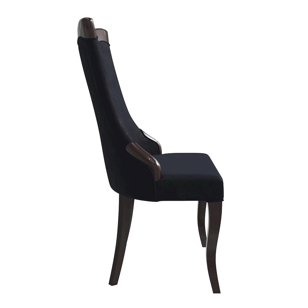 Novara Collection Modern Wooden Dining Chair in Black Velvet Set of 2. Picture 7
