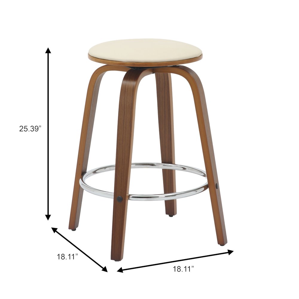 Wooden Counter Stool Pelya Collection Modern Style Walnut color in Light Taupe. Picture 16
