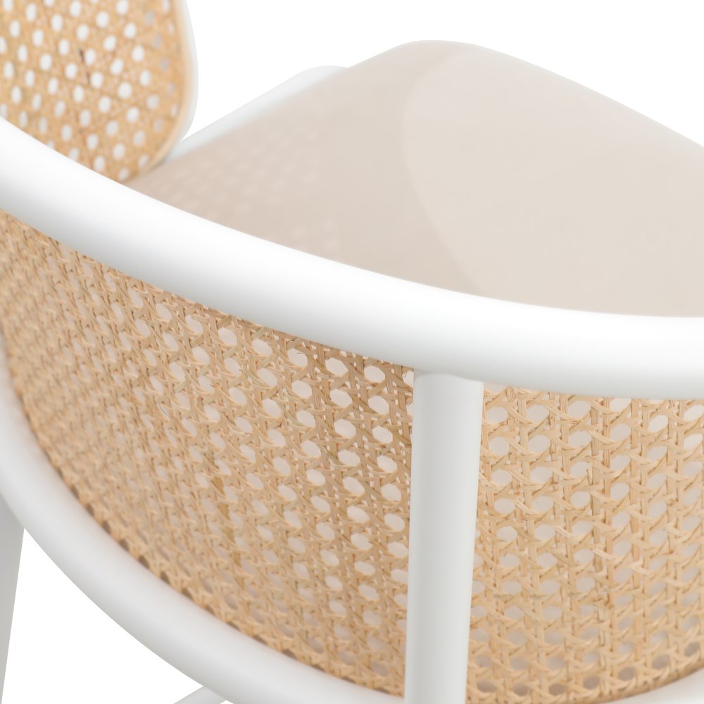 Ervilla Mid-Century Modern Wicker Bar Stool in Beige. Picture 9